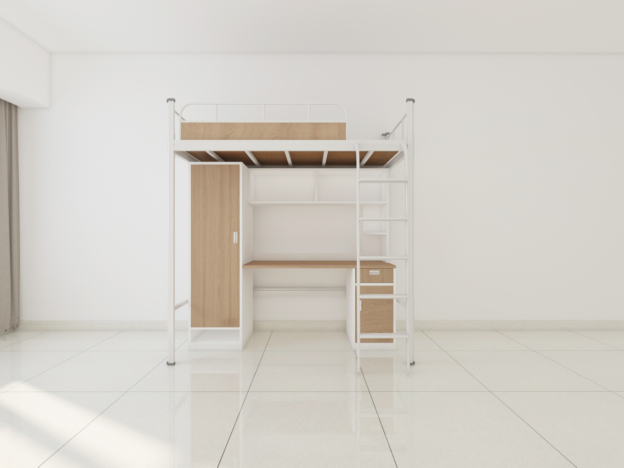 如何設(shè)計員工宿舍上下鋪鐵床帶柜子