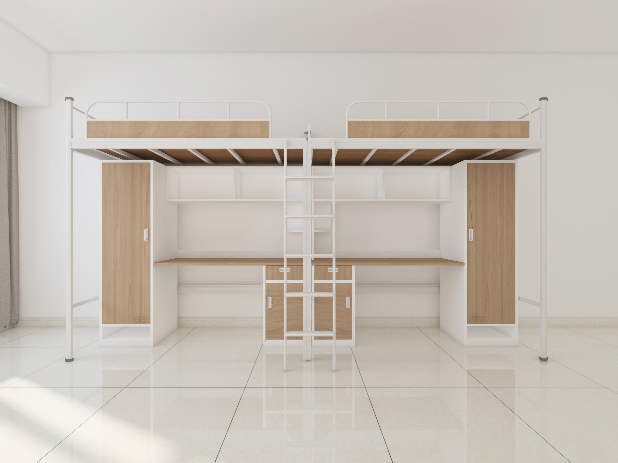 如何設(shè)計員工宿舍上下鋪鐵床帶柜子